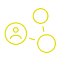 Ein gelbgrünes Icon, das eine IT-Infrastruktur zeigt