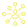 Ein gelbgrünes Icon, das eine Person und ein Organigramm zeigt